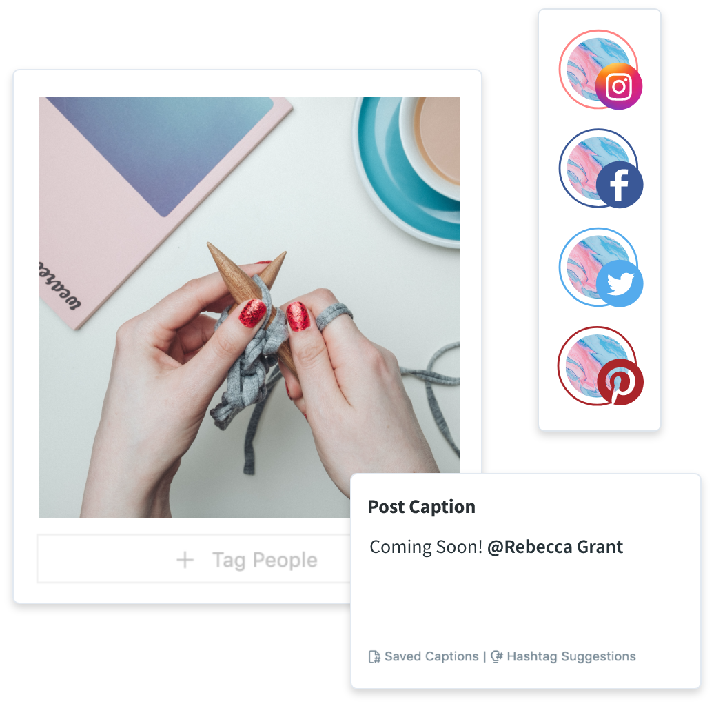 Post caption reading Coming Soon in the Later social media scheduler